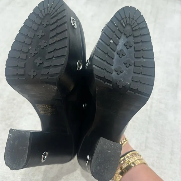 Alaia block heel mule lamb skin maxi eyelets - Picture 4 of 7